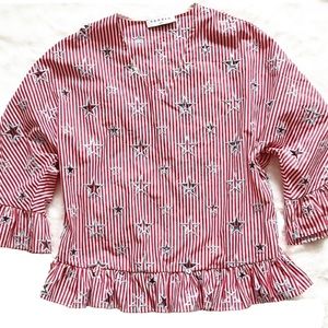 SANDRO PARIS STARS AND STRIPES TOP SIZE MEDIUM HOLIDAY PATRIOTIC AMERICAN